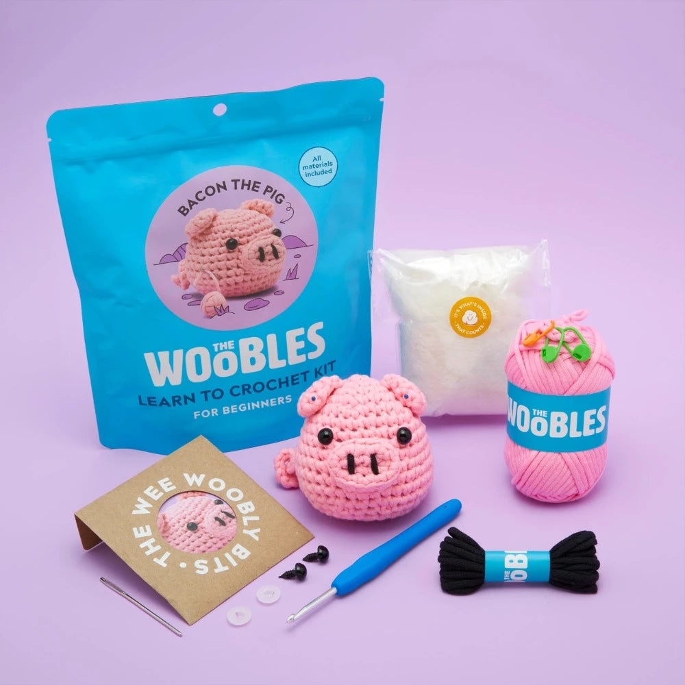 Bacon the Pig Beginner Crochet Kit Kit The Woobles