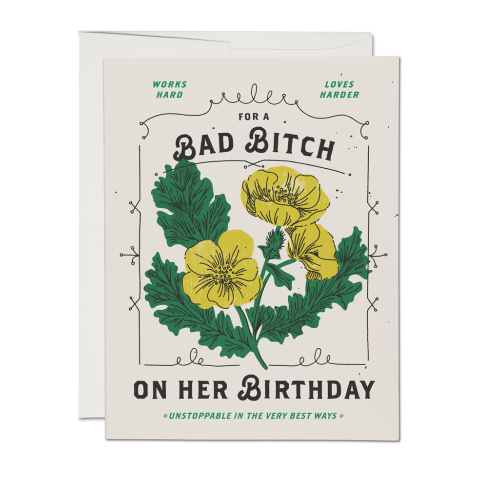 Bad Bitch Birthday Card Greeting Cards Red Cap Cards