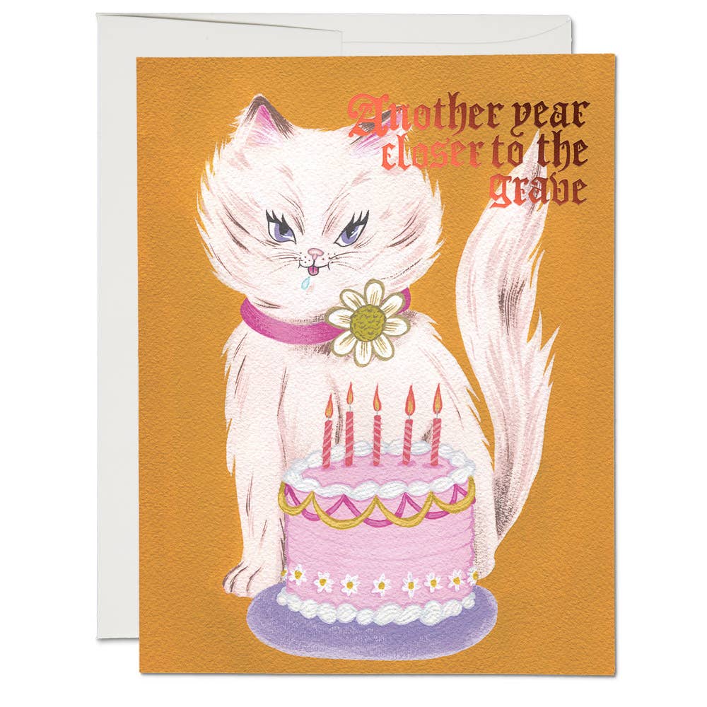 Kitty and Cake Card Greeting Cards Red Cap Cards