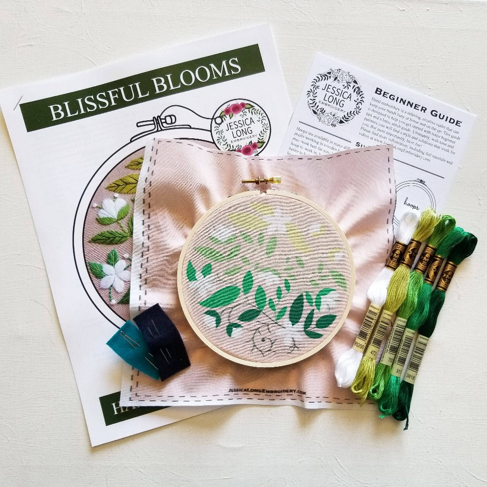 Blissful Blooms Beginner Embroidery Kit Kit Jessica Long Embroidery