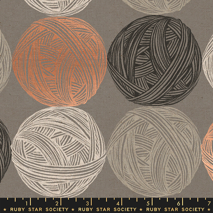 Purl Linen Canvas by Ruby Star Society in Metallic Wool