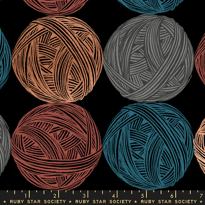 Purl Linen Canvas by Ruby Star Society in Metallic Black