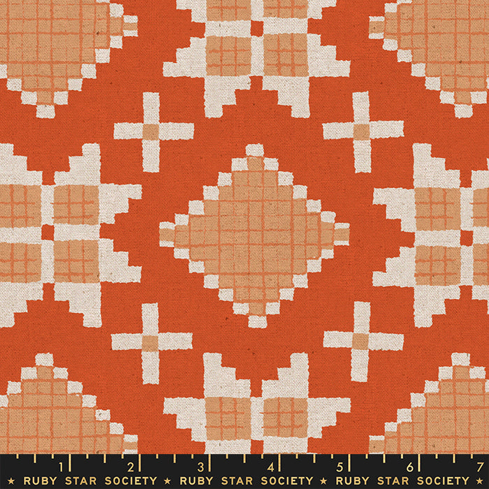 Heirloom Star Linen Canvas by Ruby Star Society in Red
