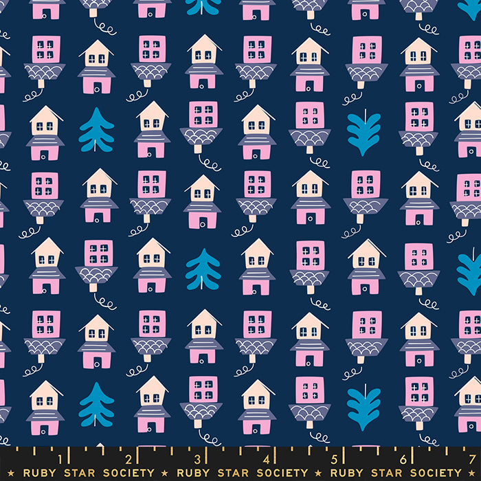 Tarrytown Little Houses by Ruby Star Society in Navy Fabric Ruby Star Society