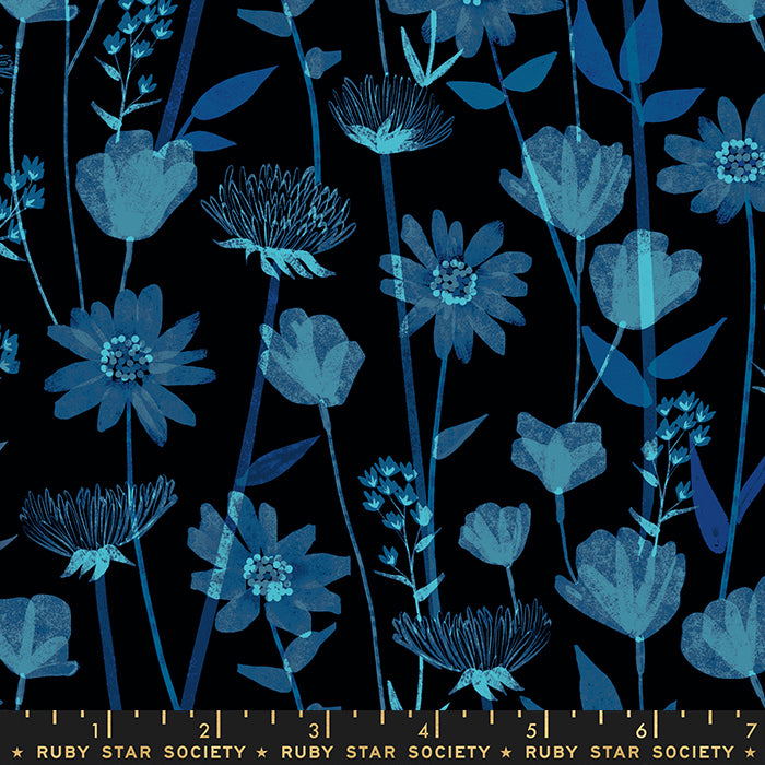 Stay Gold Wildflowers Rayon by Ruby Star Society in Black