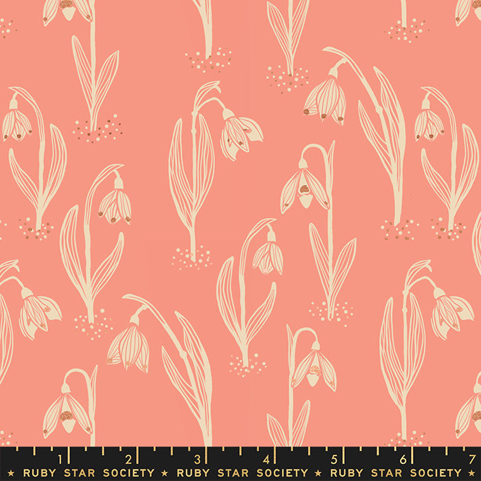 Unruly Nature Snowdrops by Ruby Star Society in Metallic Melon Fabric Ruby Star Society