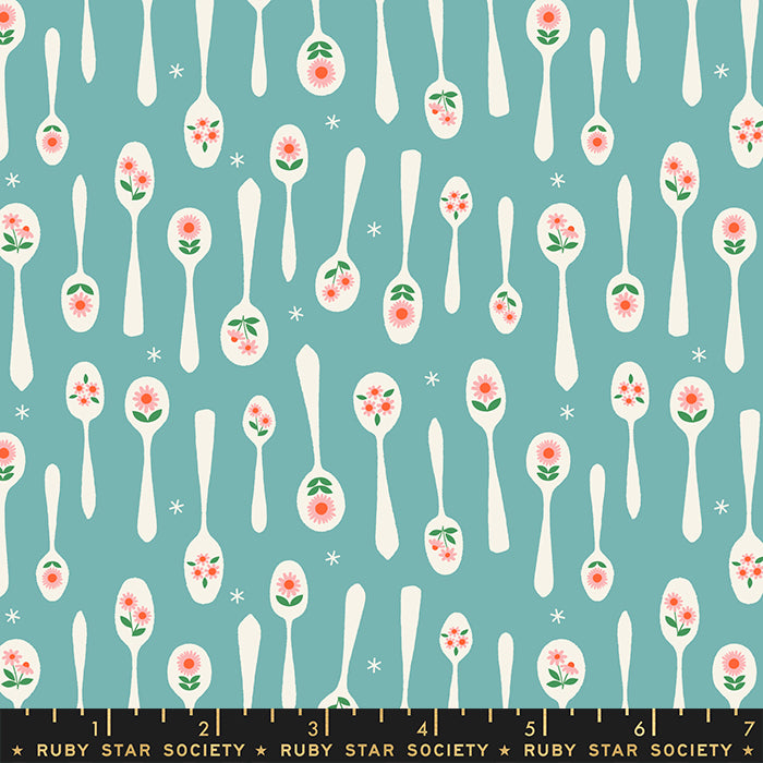 Camellia Stirring by Ruby Star Society in Turquoise Fabric Ruby Star Society