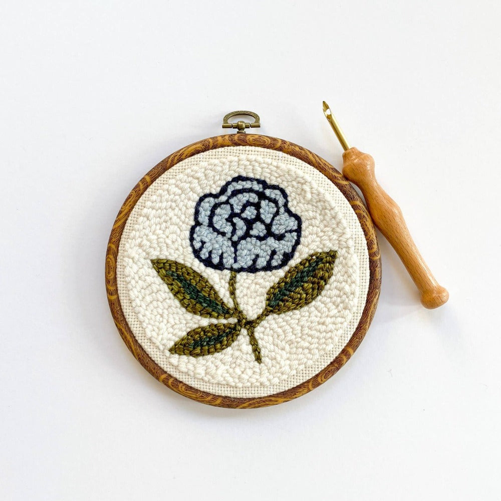 Beginner Punch Needle Kit - Blue Peony