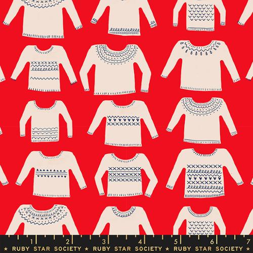 Jolly Darlings My Favorite Sweater by Ruby Star Society in Dark Ruby Fabric Ruby Star Society