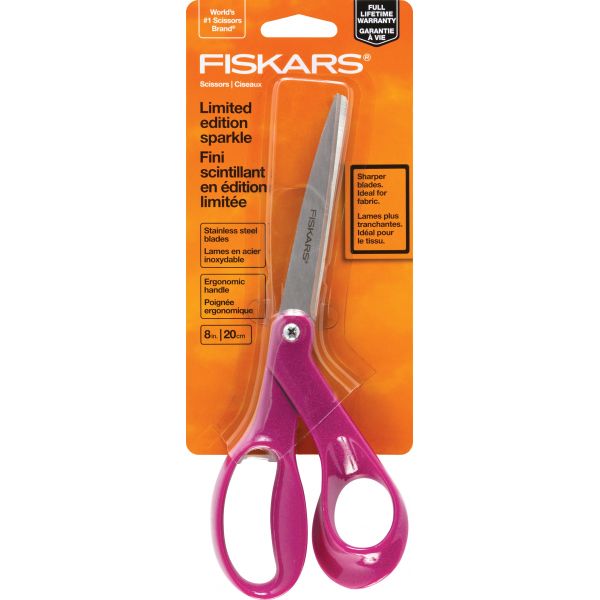 Premier 8 inch Bent Sparkle Scissors Tools Fiskars Magenta