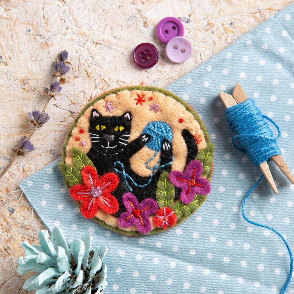Black Cat Brooch Felt Craft Kit