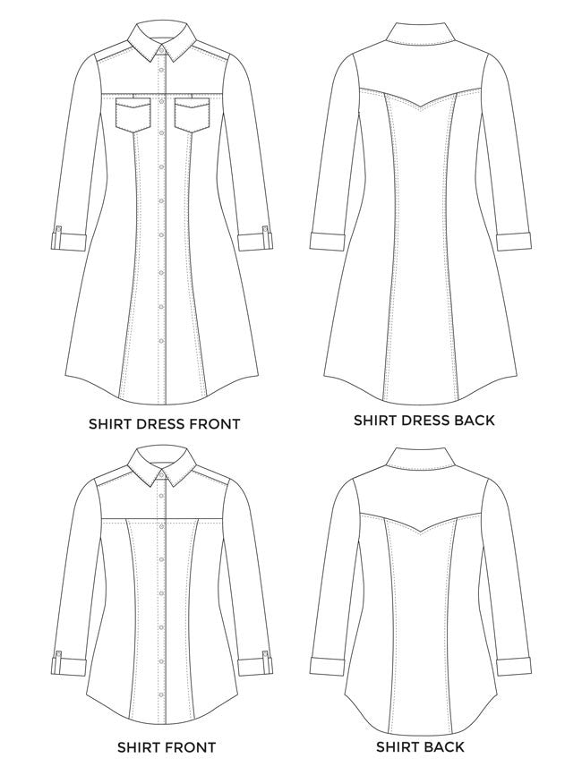 Rosa Shirt + Shirtdress Pattern Pattern Tilly and the Buttons