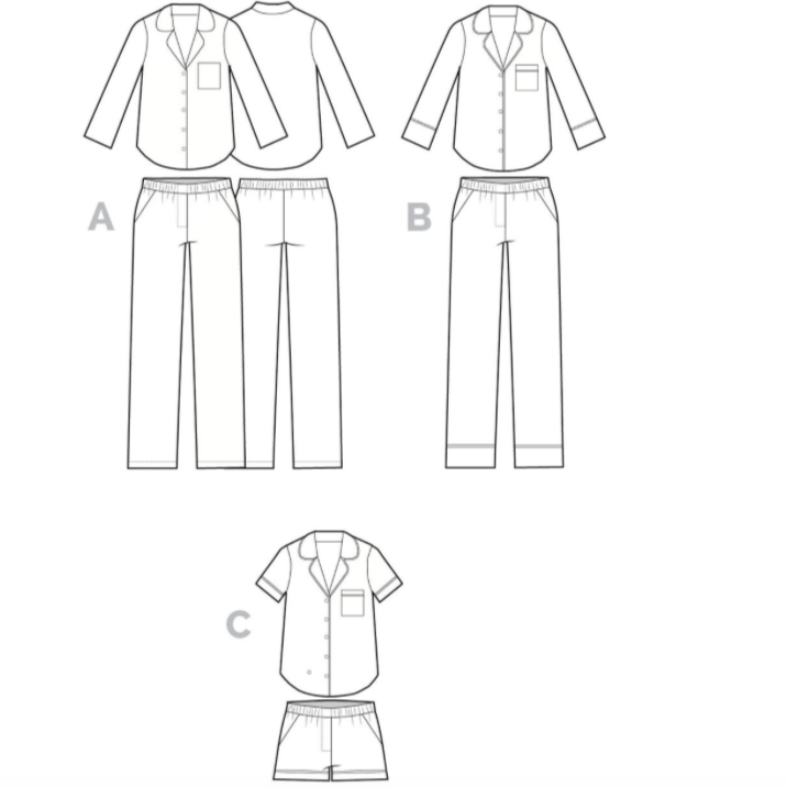 Carolyn Pajama Pattern Pattern Closet Core Patterns