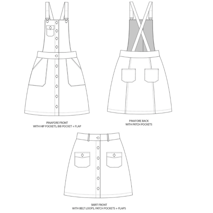 Bobbi Skirt or Pinafore Pattern Pattern Tilly and the Buttons
