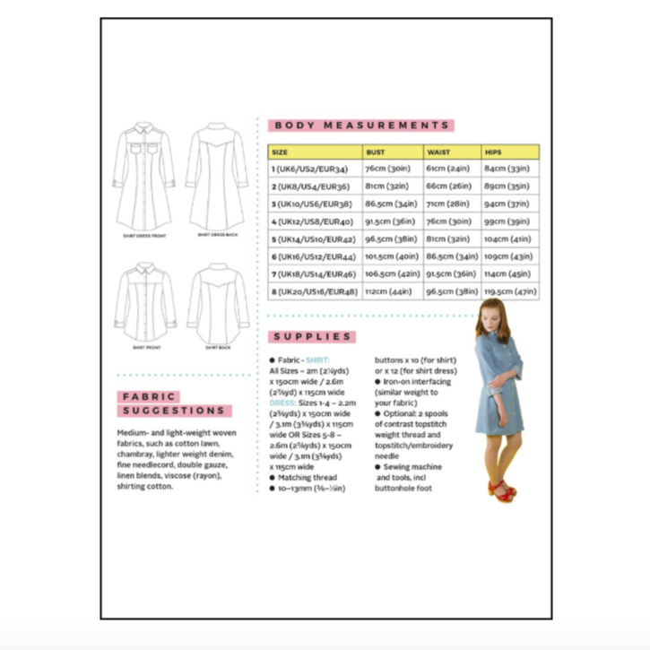 Rosa Shirt + Shirtdress Pattern Pattern Tilly and the Buttons