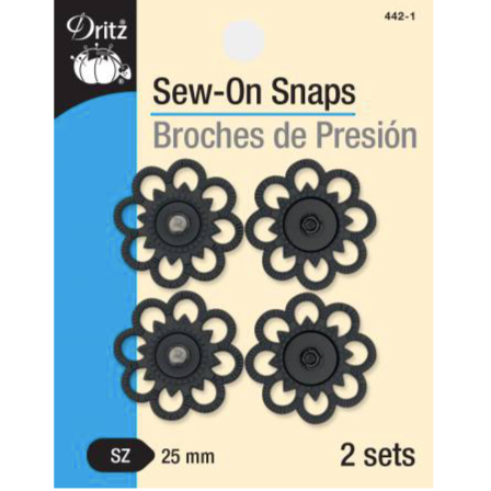 Sew On Flower Snaps - Black Notions Dritz