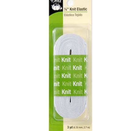 White Knit Elastic - 1/4in x 3yds Notions Dritz