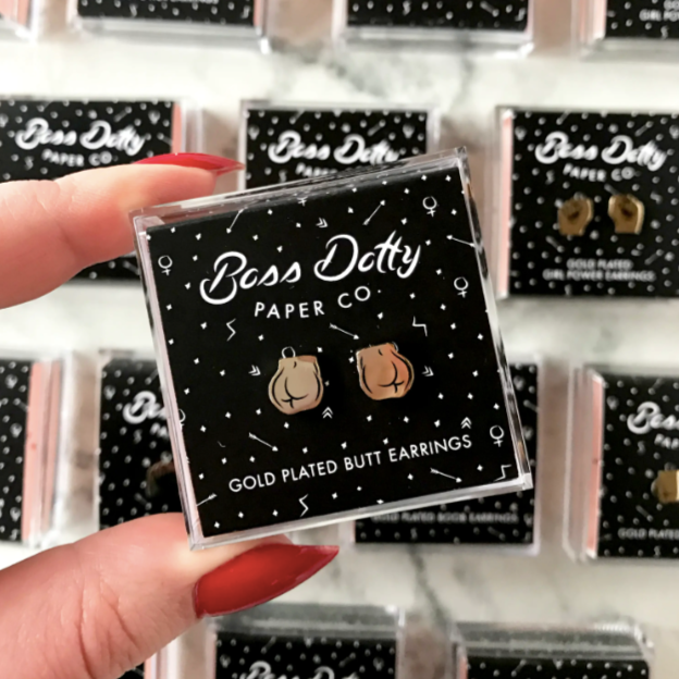 Butt Gold Plated Stud Earrings