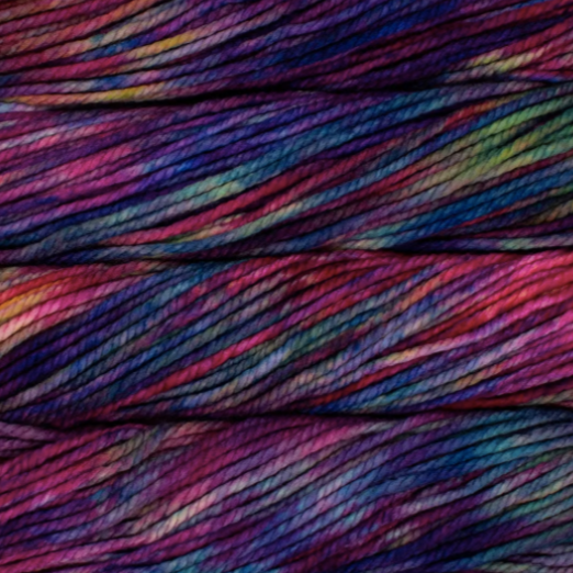 Variagated chunky yarn with blues and purples