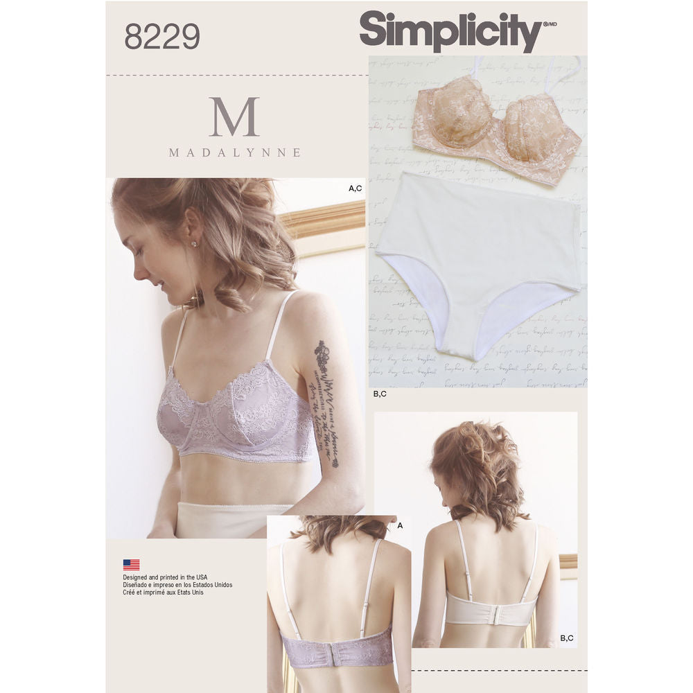 Simplicity Pattern 8229 Underwire Bra & Panties by Madalynne Pattern Simplicity