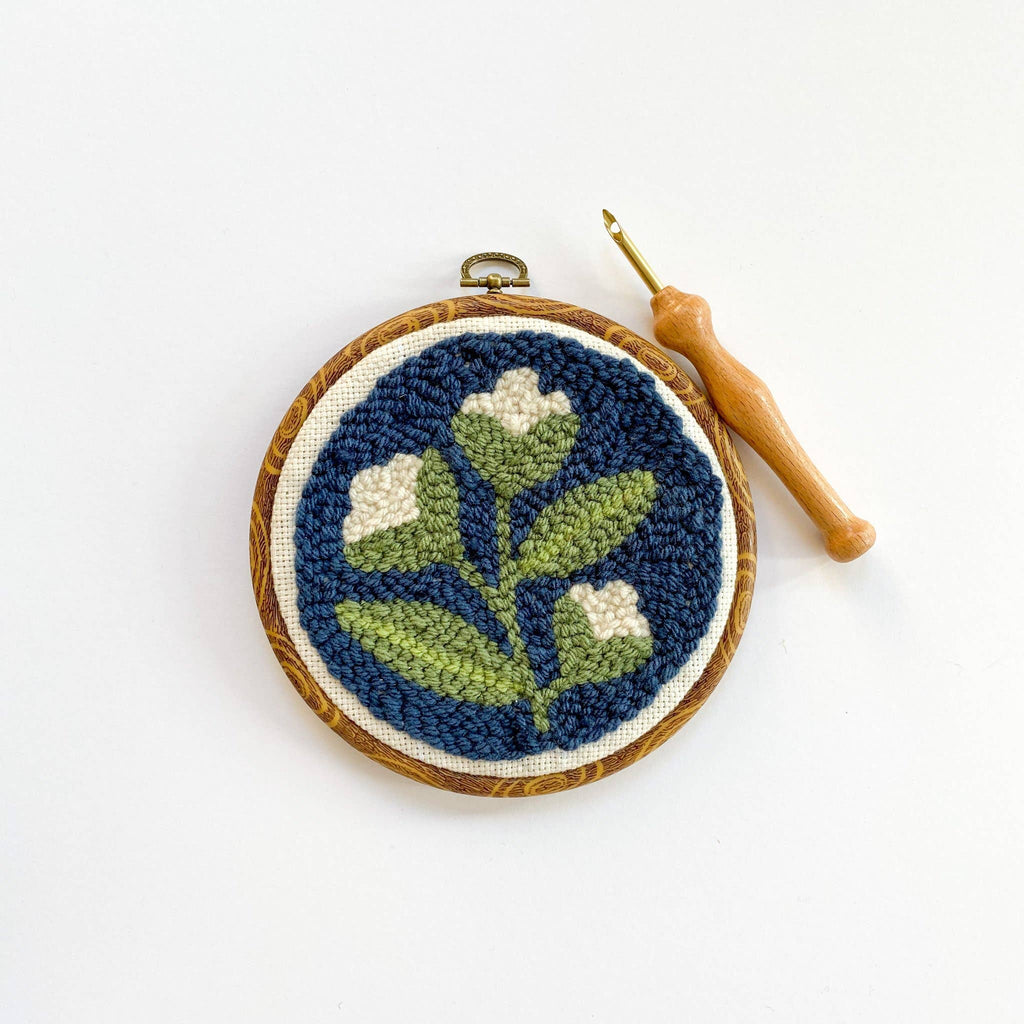 Beginner Punch Needle Kit - Blue Florals