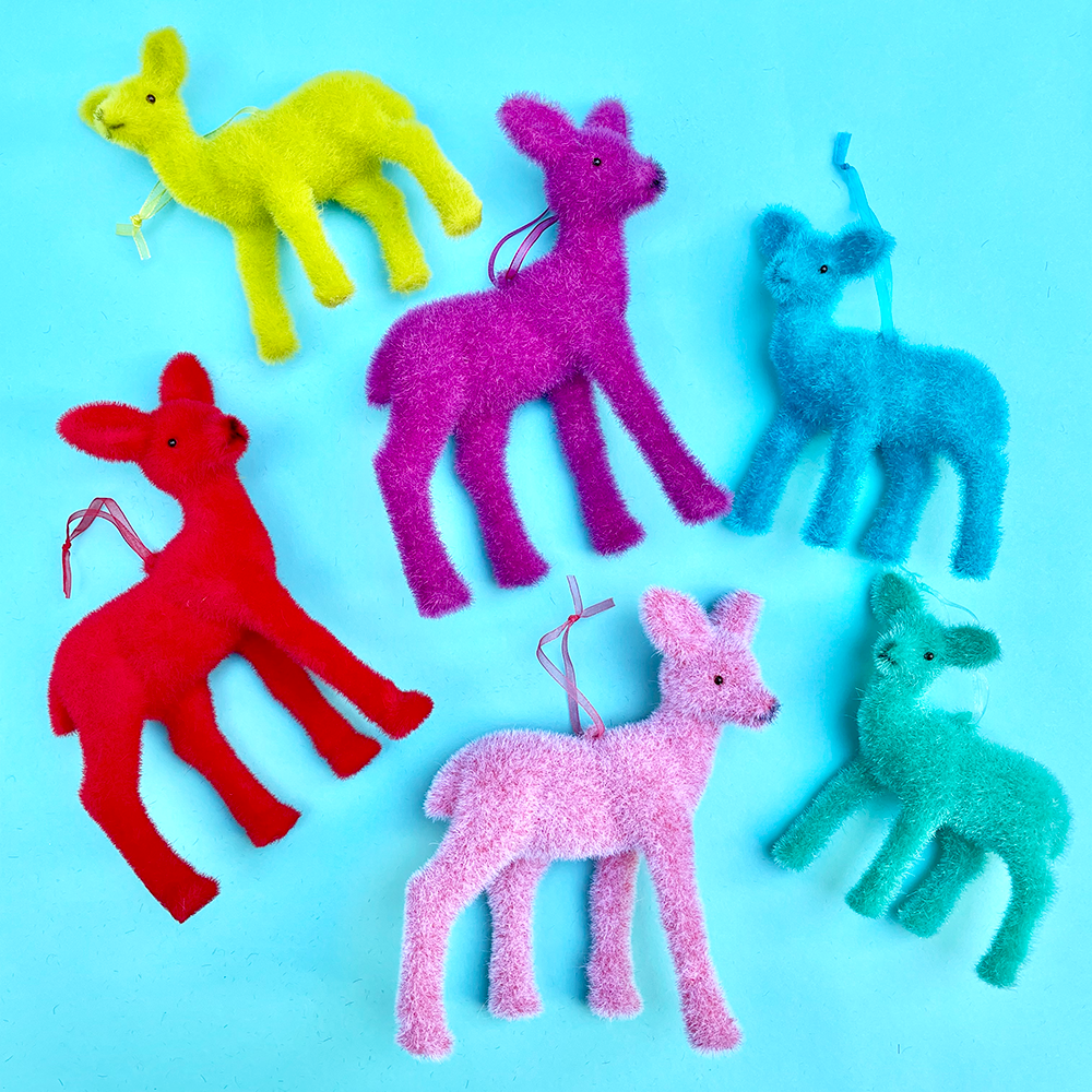 Flocked Deer Ornament