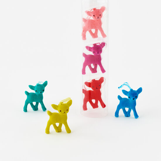 Small Flocked Deer Ornament