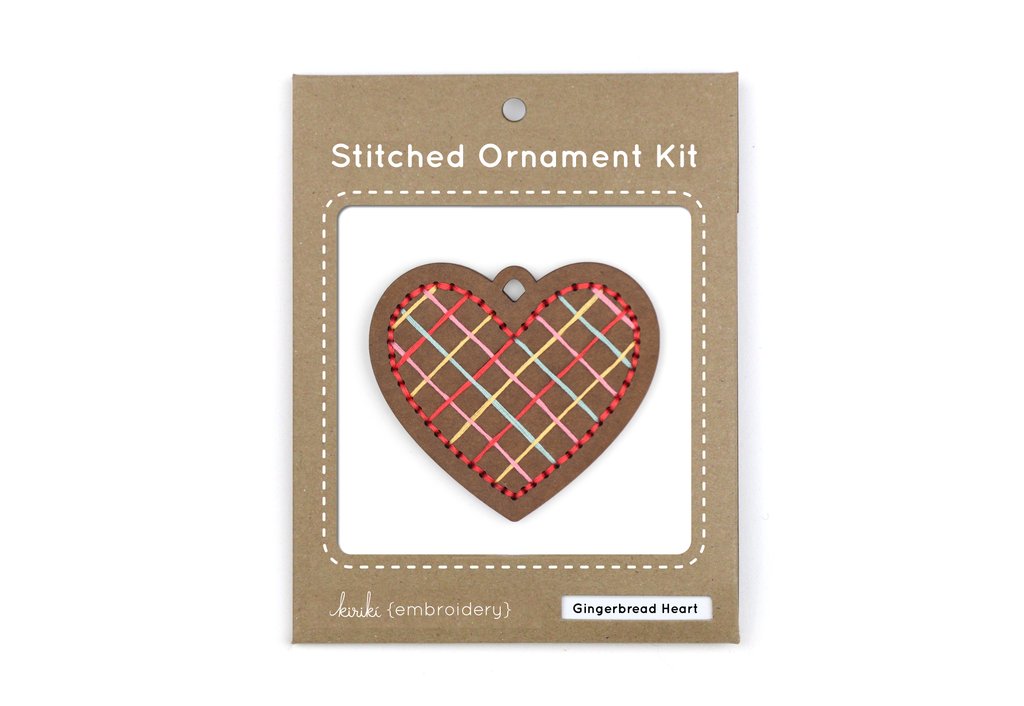 DIY Stitched Ornament Kit - Gingerbread Heart