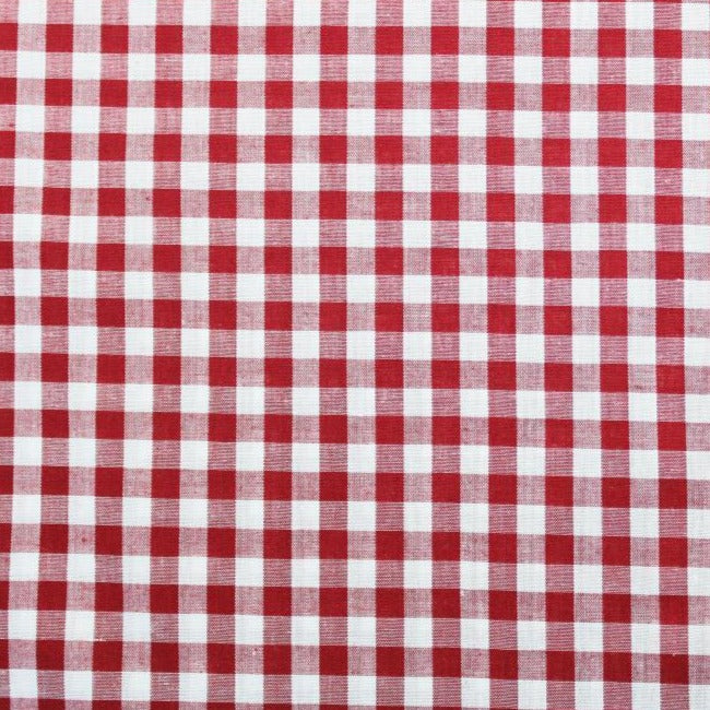 1/4" Gingham Check Poly/Cotton - Red Fabric Richlin Fabrics