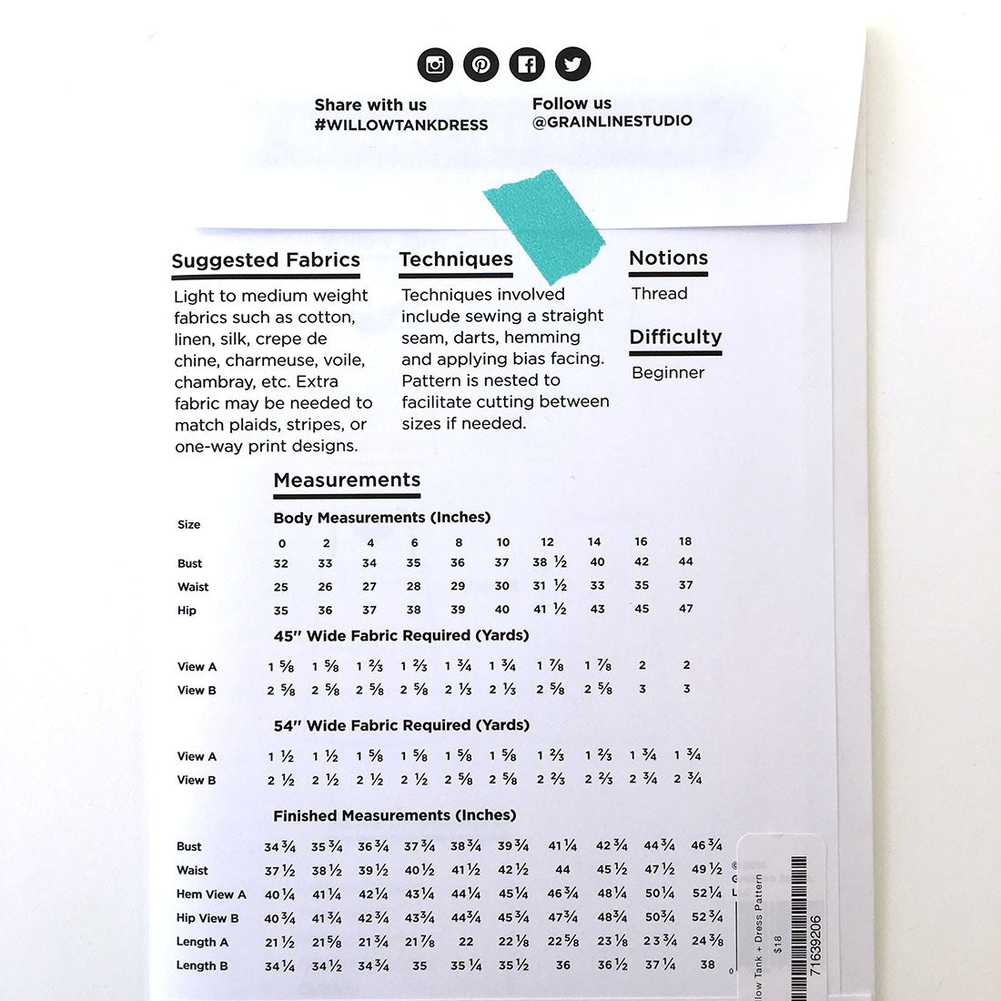 Willow Tank + Dress Pattern Pattern Grainline Studio