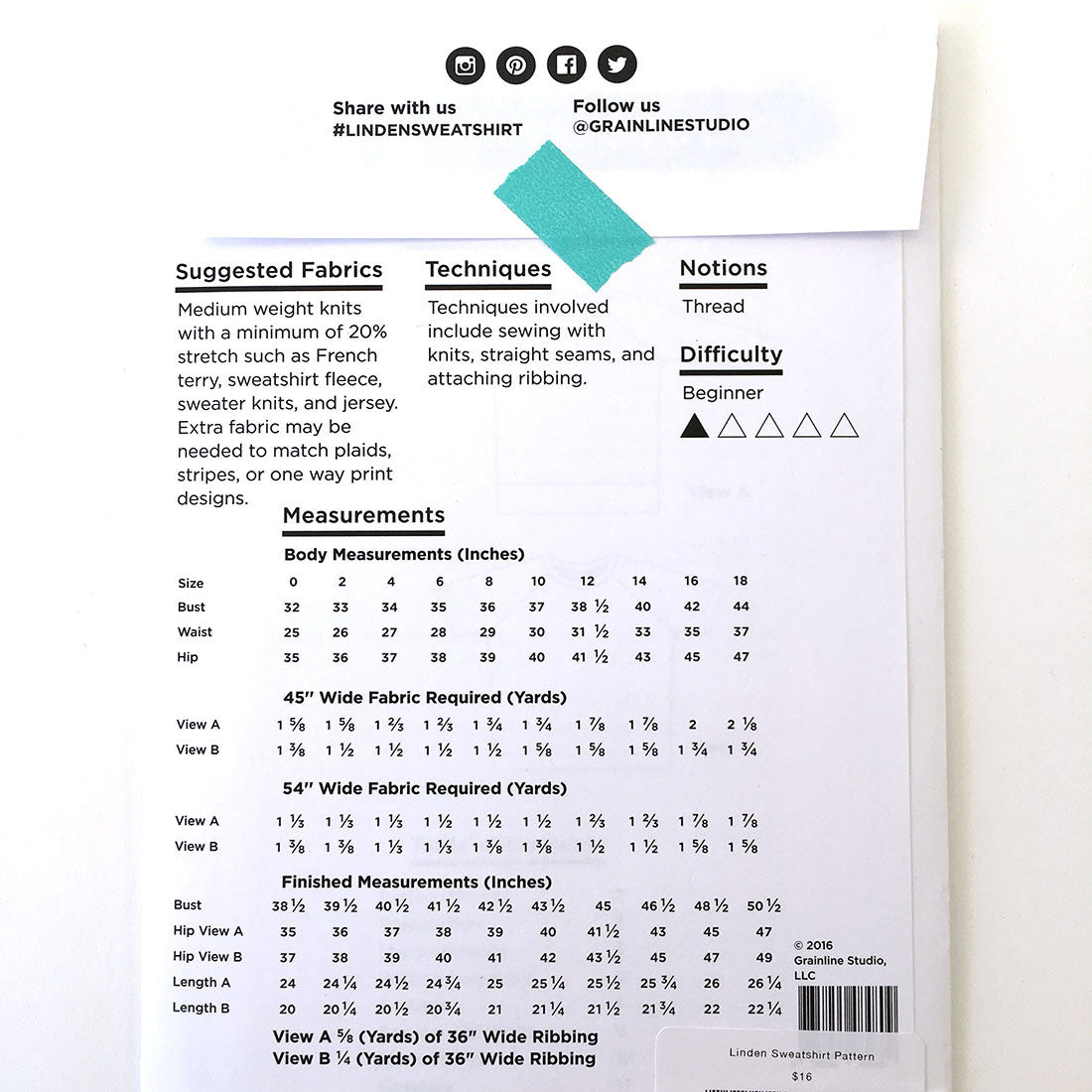 Linden Sweatshirt Pattern Pattern Grainline Studio