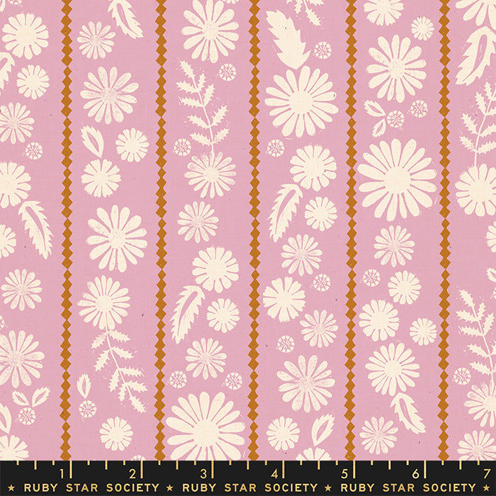 Vessel Daisy Stripe by Ruby Star Society in Lavender Fabric Ruby Star Society