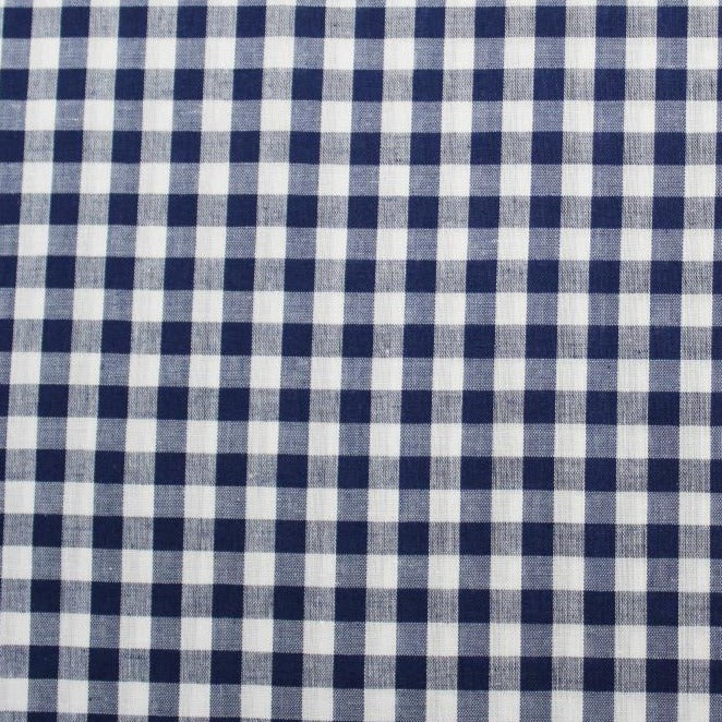 1/4" Gingham Check Poly/Cotton - Navy Fabric Richlin Fabrics