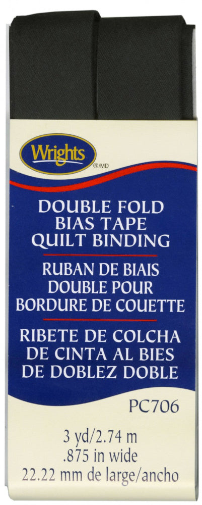 Double Fold Quilt Binding - Black Wrights