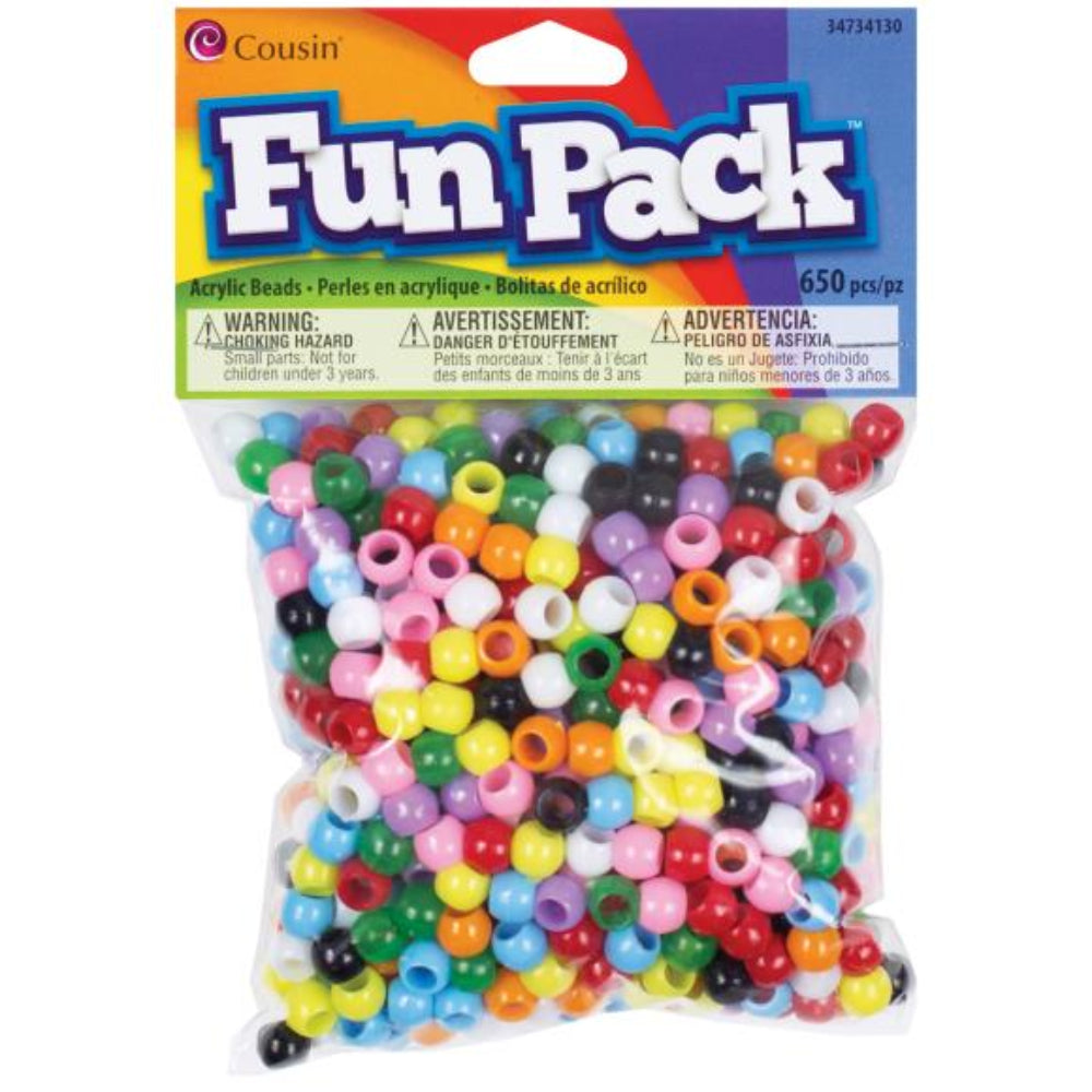 Package of Cousin Fun Pack acrylic beads with colorful beads inside
