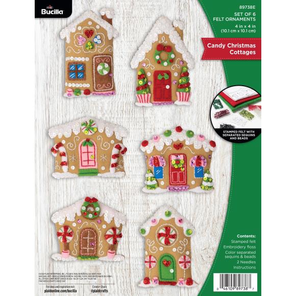Felt Applique Ornament Kit - Candy Cottage Kit Bucilla