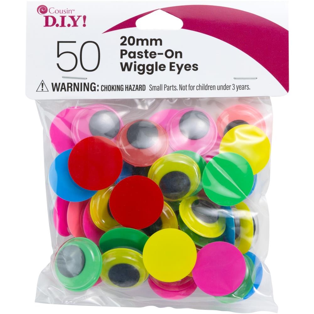 20mm Paste-On Wiggle Eyes - 50 pieces Kids Crafts Cousin