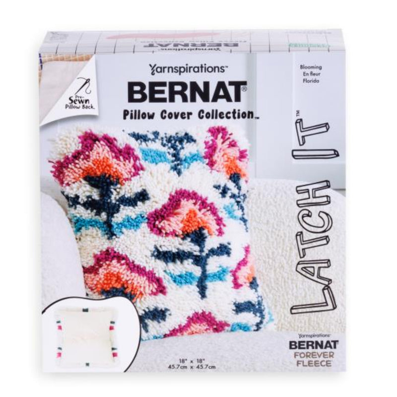 Bernat pillow cover latch it collection packaging with colorful design