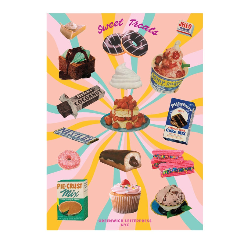 sticker sheet with lots of delicious retro treats