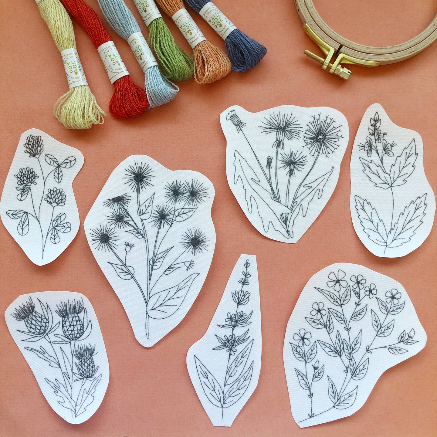 Peel Stick & Stitch: Unconventional Flowers Embroidery Patterns