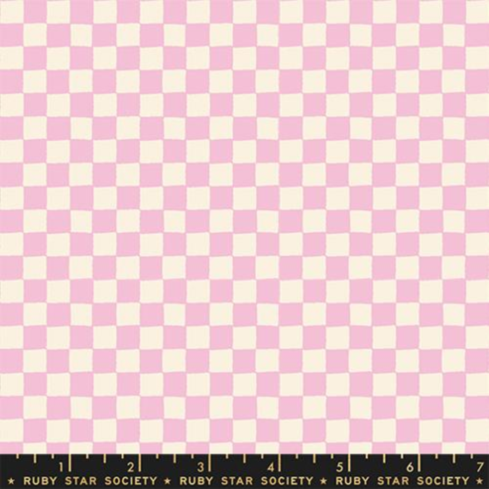 Pink and white checkered pattern.