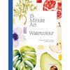 Book cover of '15 Minute Art Watercolour' with watercolor illustrations on a white background.