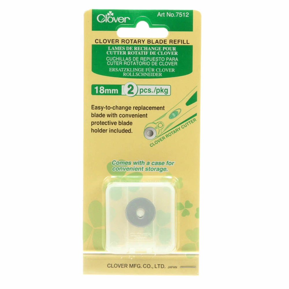 Clover rotary blade refill packaging with yellow and green design on a white background