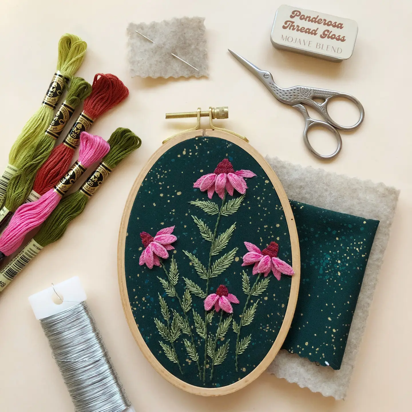3D Coneflowers Intermediate Embroidery Kit