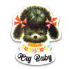 Sticker of a cute animal with bows and 'Cry Baby' text on a white background