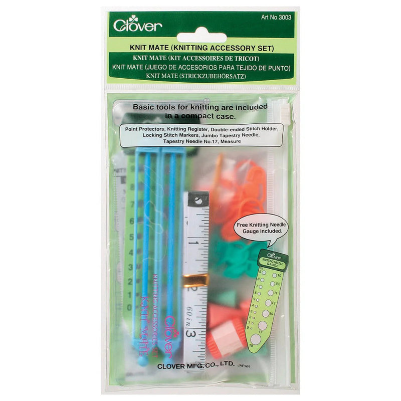 Clover knit mate knitting accessory set packaging on a white background