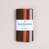 Autumnal felt sheets in a "Wool Blend Felt" label on a white textured background