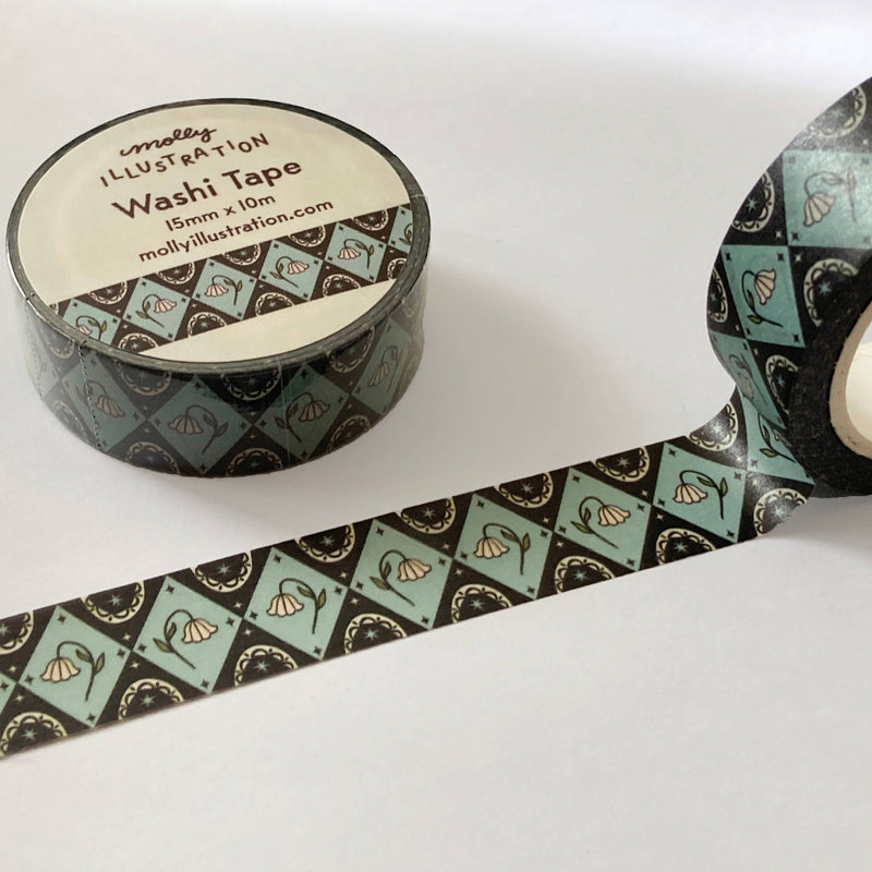 Washi tape with decorative design on a white background