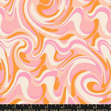display image of a swirly retro orange and pink fabric swatch