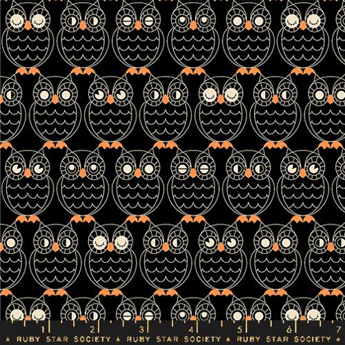 Good Spirits Hoo's There by Ruby Star Society in Black Fabric Ruby Star Society